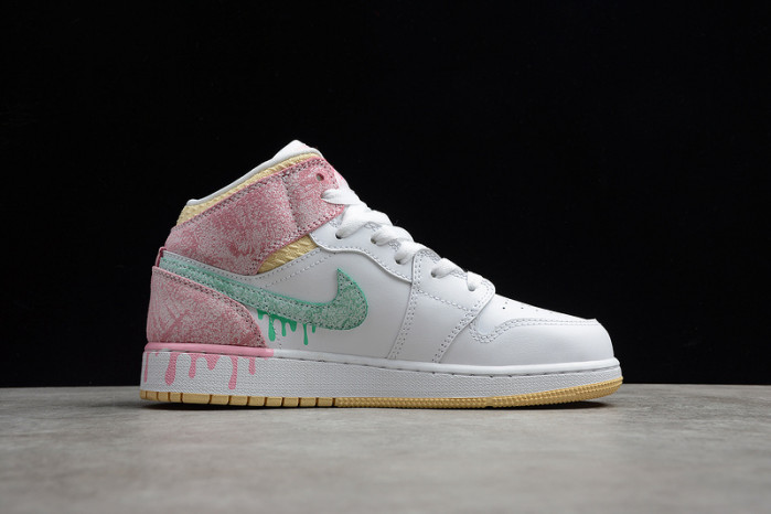 air jordan 1 mid paint drip (gs) dd1666-100