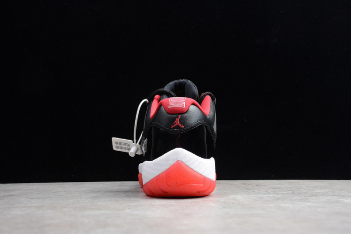 air jordan 11 retro low "bred" black/ red mens 528895-012